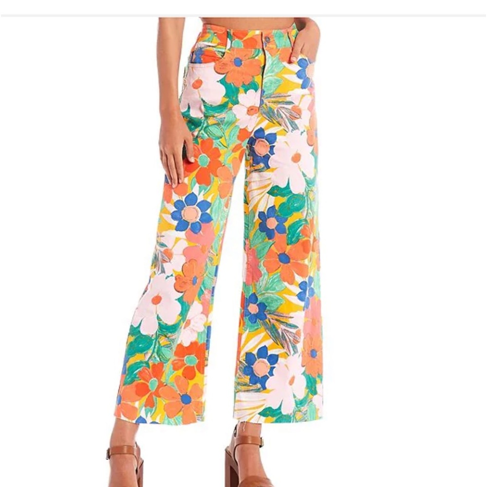 ISO GB high rise floral print wide leg jeans